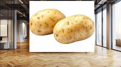 Two fresh potatoes isolated transparent background image Wall mural