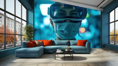 VR in Healthcare, virtual surgery simulation with glitched visual effects - cutting edge Wall mural