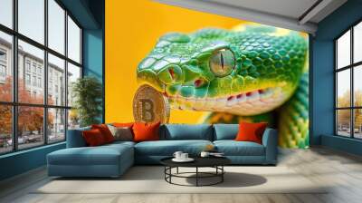 Beautiful snake. Exotic dangerous reptile. Symbol of the New Year according to the Chinese calendar. Wall mural