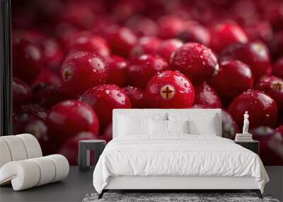 Fresh red cranberries close up Wall mural