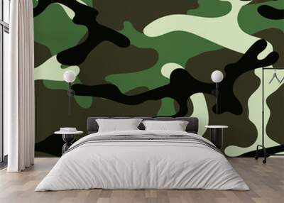 Military camouflage seamless pattern. Khaki texture. Trendy background. Abstract color vector illustration. For design wallpaper, wrapping paper, fabric. Wall mural