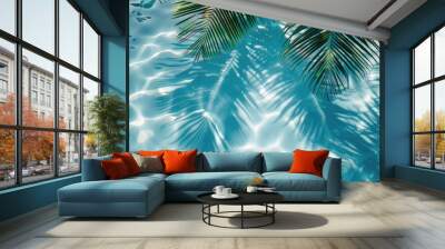 Palm tree shadow on water Wall mural