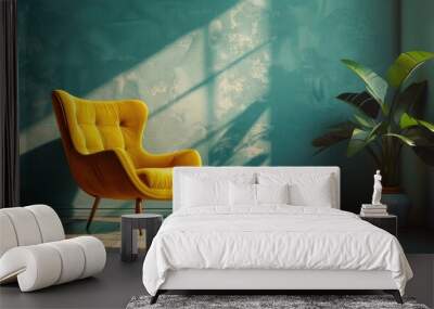 Yellow chair by window Wall mural