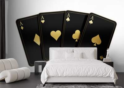 gold black card poker ace isolated on white background. gold black card poker ace isolated. gold black card poker ace isolated 3d render illustration Wall mural