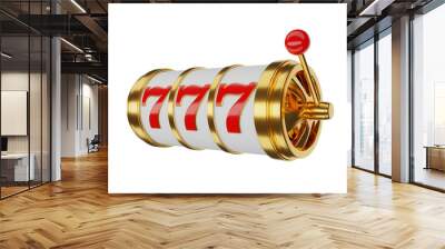 vintage retro gold slot machine 777 jackpot element isolated on white background. vintage retro gold slot machine 777 jackpot element isolated. gold slot machine 777 jackpot element 3d render Wall mural