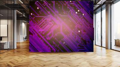 close up of a printed multi color computer circuit board with ho Wall mural