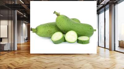 fresh green sponge gourd or luffa with slice isolated on white background Wall mural