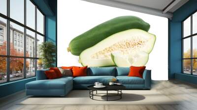 green papaya with slice and half isolated on white backgrond Wall mural