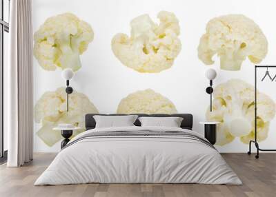 set of cauliflower vegetable isolated on white background Wall mural