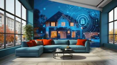 Smart home technology conceptual banner, Home security and Smart home concept Wall mural