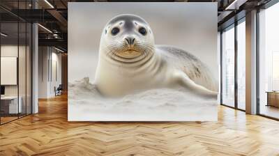 Cute Seal Relaxing on the Sandy Beach Wall mural