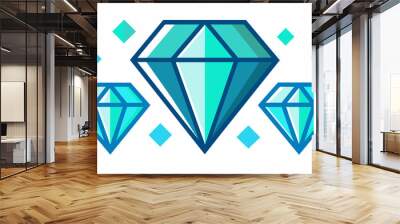 A set of diamonds in a flat style. Abstract black diamond collection icons. Linear outline sign. Vector icon logo design diamonds. Wall mural