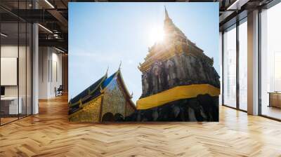 Wat Chiang Man landmark in Chiang Mai is a Lanna style temple. It is the main temple of Chiang Mai and is a popular tourist attraction for tourists visiting in travel concept. Wall mural