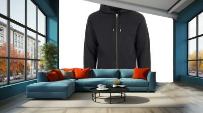 Black long sleeve hooded sweatshirt for men Wall mural