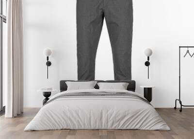 Gray men's elegant trousers isolated on white background Wall mural