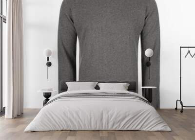 Gray men's sweater isolated on white background Wall mural