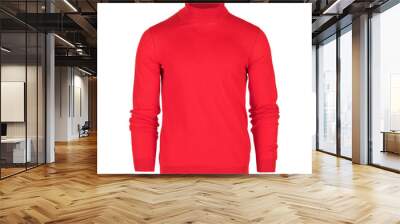 Red pullover with collar isolated on white background Wall mural