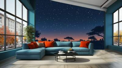 A depiction of a minimalist African starry night sky, with just a few key stars highlighted --ar 16:9 Job ID: e6477039-b164-4a30-9586-34870a08d3db Wall mural