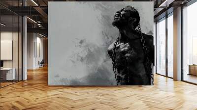 African American enslaved man breaking chains, freedom concept, Emancipation Wall mural