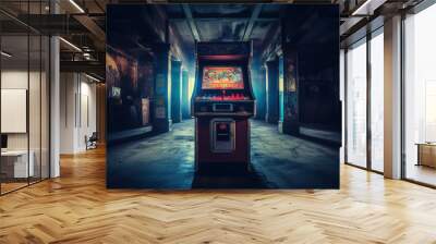 arcade machine in the dark room, vintage color toned picture Wall mural