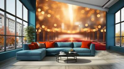 bokeh red carpet and golden barrier. cinema festival concept Wall mural