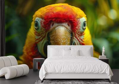 Close Up of a Colorful Parrot's Face - Realistic Image Wall mural