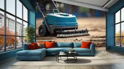 Close-up sweeper machine cleaning Wall mural