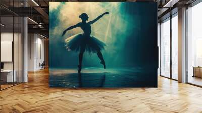 silhouette , followspot, cinematic, hazy, a ballet dance Wall mural