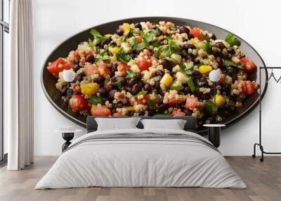 Colorful quinoa salad with black beans, corn, and fresh herbs on plate Wall mural