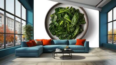 Delicious fresh saut?ed spinach dish in rustic bowl: healthy green cuisine Wall mural