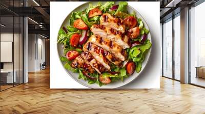 Grilled chicken salad with fresh greens and cherry tomatoes Wall mural