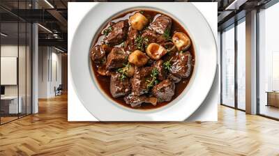 Hearty beef stew with mushrooms and herbs in rich sauce Wall mural