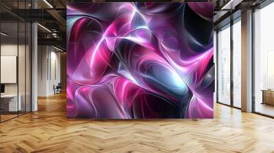 Vibrant abstract waves with pink and blue light effects Wall mural