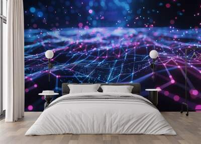 A visually stunning 3D animation showcasing the flow of data through a complex network of technological connections Wall mural