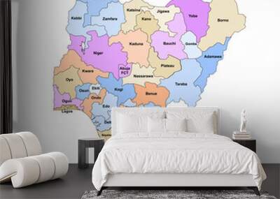 Nigeria administrative divisions. Nigeria map illustration vector. Wall mural