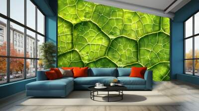 microscope cells of a green leaf  Wall mural