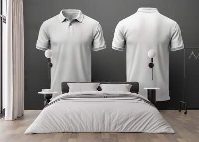 Blank polo T shirt for men template, white color with light background Wall mural