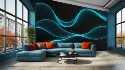 blue particle wave abstract art Wall mural