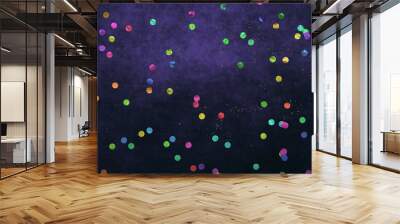 colorful celebration confetti on purple background backdrop Wall mural