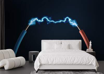 conceptual energy electric spark between two cables Wall mural