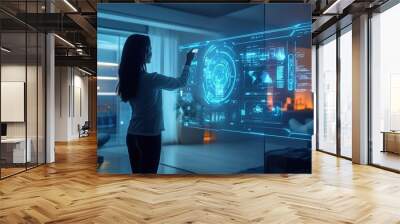 Futuristic interface interaction in smart home Wall mural