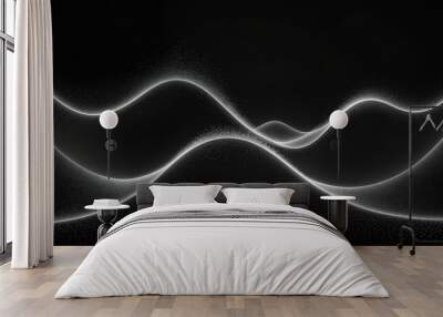 Monochrome digital waves Wall mural