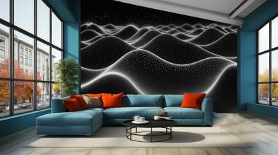 Monochrome digital waves Wall mural