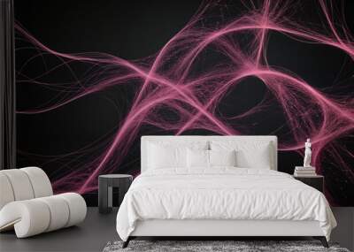 Pink Abstract Art in multiple dimensions, web art, neural connections art Wall mural