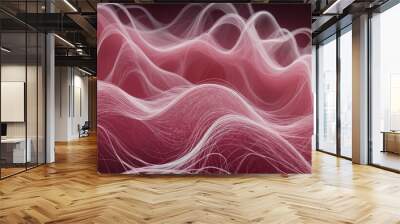 Pink Abstract Art in multiple dimensions, web art, neural connections art Wall mural