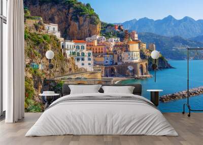 Atrani town on Amalfi coast, Sorrento, Italy Wall mural