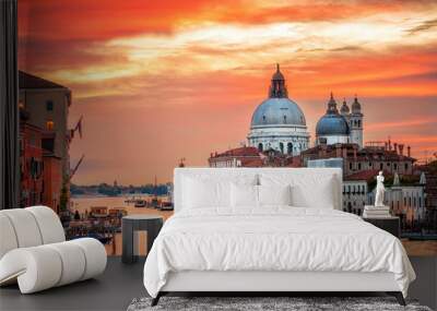 Canal Grande and basilica Santa Maria della Salute on sunrise, V Wall mural