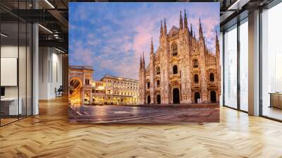 Milan Cathedral on sunrise, Italy Wall mural