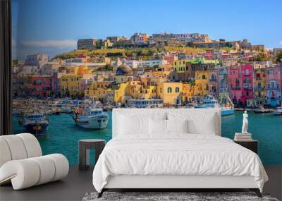 Port of Procida island in Gulf of Naples, Italy Wall mural