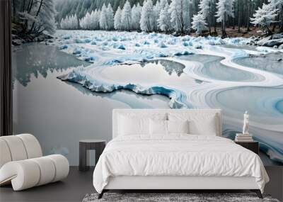 Wintery Abstract Art Wall mural